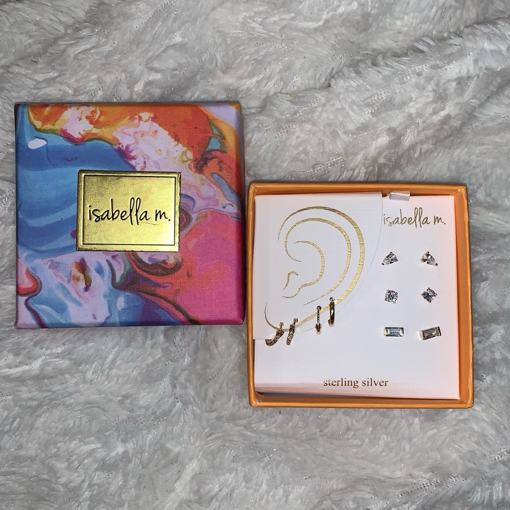 ISABELLA M 8-PACK EARRINGS (MINI HOOPS / STUDS)